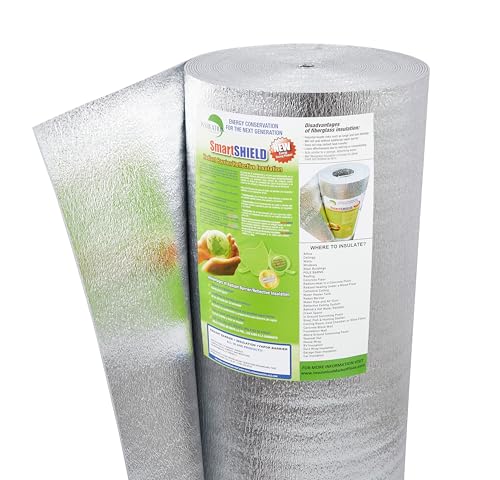 INSULATION MARKETPLACE SmartSHIELD -3mm 48 inchx100Ft ReflectiveINSULATION roll, Foam Core Radiant Barrier, ThermalINSULATION Shield – Engineered Foil